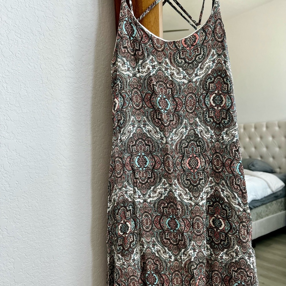 Rebellious One Paisley Mini Dress - Brown and Teal